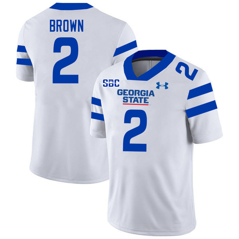 Georgia State Panthers #2 Tavian Brown College Football Jerseys Stitched-White